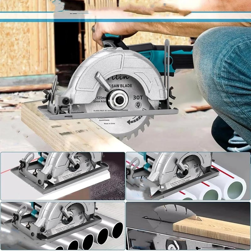 Heimerdinger Compact Brushless Cordless Circular Saw Compatible with Makita 18V Battery, 20mm Arbor,Max Cutting Depth 1-7/10"(90°) - Image 5